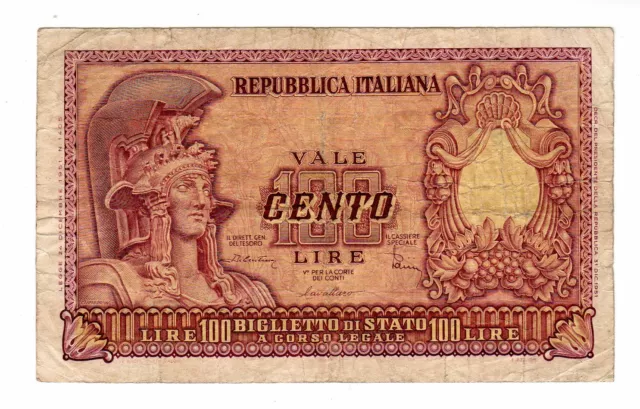 Italie ITALY ITALIA Billet 100 LIRA 1951 P92  BON ETAT..