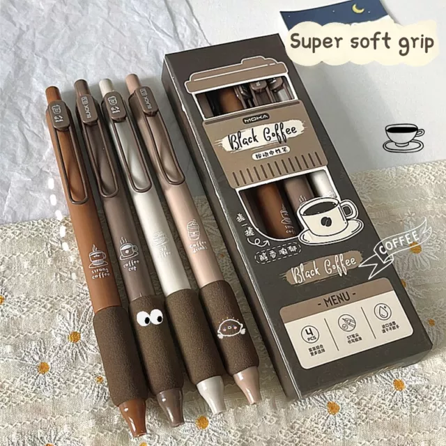 4pcs Coffee Soft Bread Gel Pen Set 0.5mm for Writing Office School Supplies **