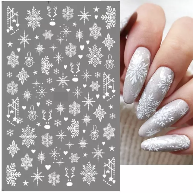 Weihnachten Nail Art Aufkleber Aufkleber weiße Schneeflocken Rentiere baumeln Herzen 895