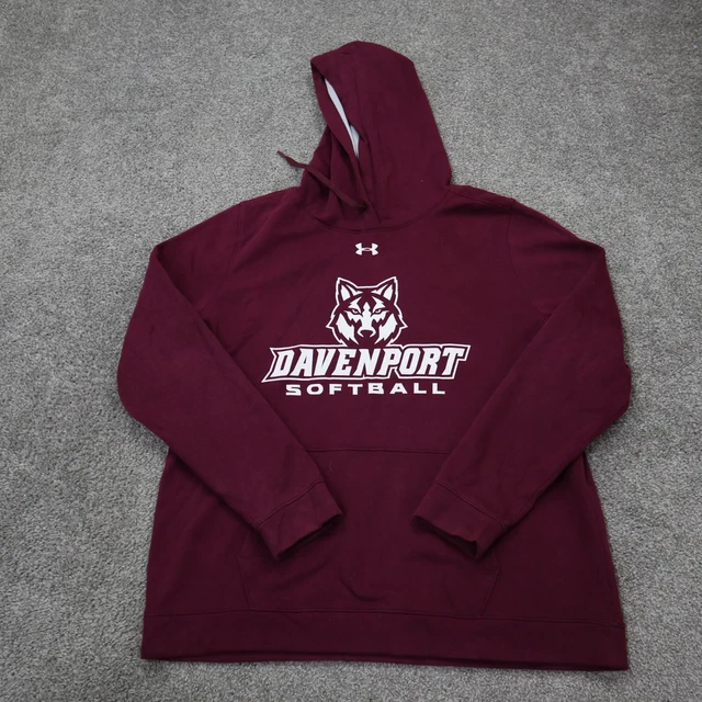 Under Armour Mens Hoodie Sweatshirt Long Sleeve Kangaroo Pocket Maroon Size XL