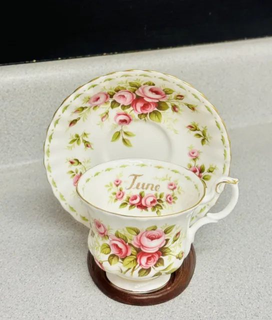 Royal Albert Flower of the Month June Rose Tea Cup & Saucer Vintage