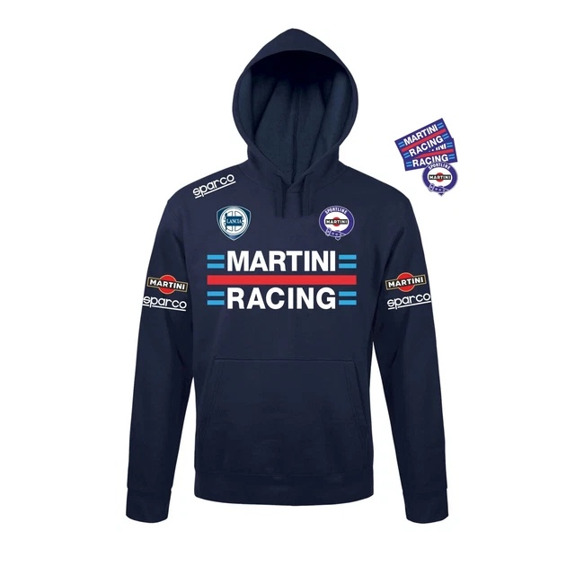 Felpa BLU NAVY con Cappuccio MARTINI RACING replica lancia + 3 stickers gratis