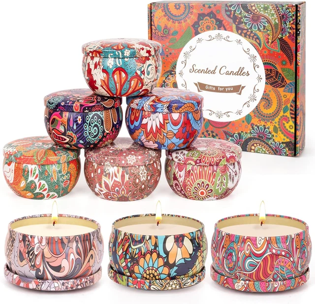 Set De 12 Bougies Parfumées 100% Cire De Soja - 12 Senteurs Différentes - Temps De Combustion 18-20h - Cadeau Noël, Aromathérapie - Avec Boîte Réutilisable