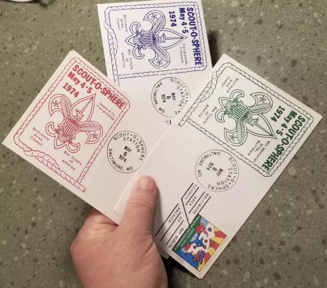 Scout-O-Sphere May 4-5, 1974 Boy Scouts Stamp Ticket Envelope Lot Cachet Expo 74 2