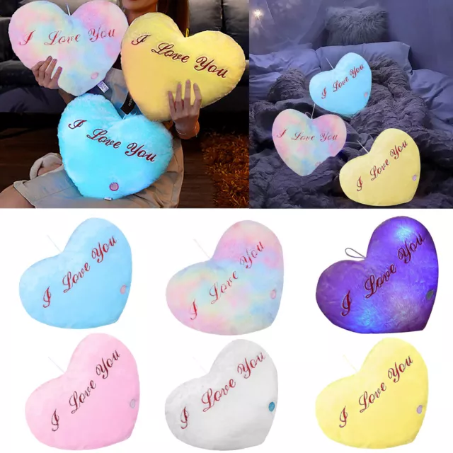 Valentine's Day Throw Pillows Heart Style Glowing LED Pillow 7 Color Changing