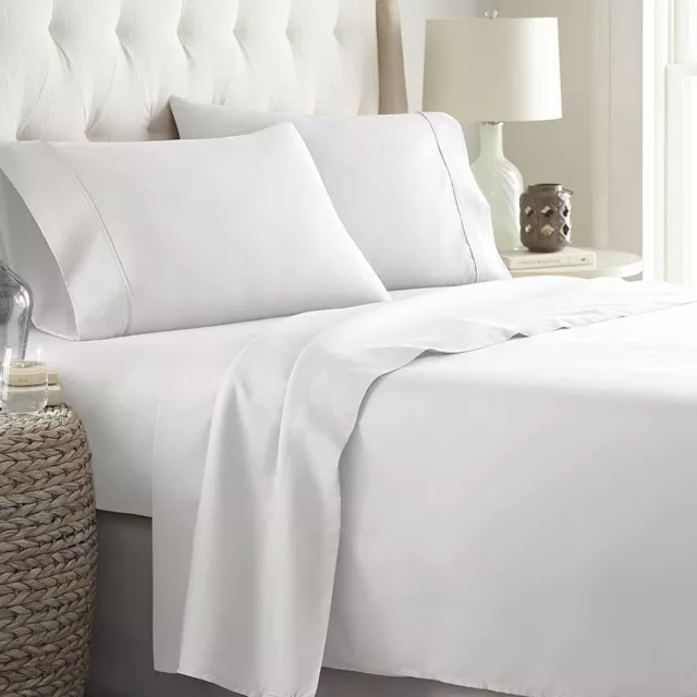 Bedding Set 1000 TC/1200 TC Egyptian Cotton Choose Item UK Size White Solid