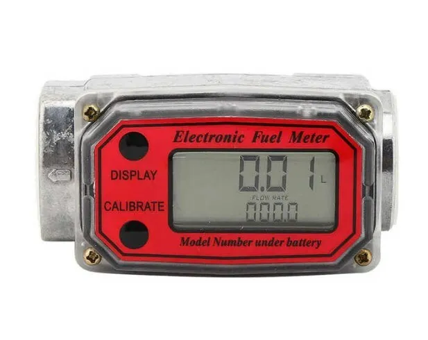 Mini Digital Flowmeter Diesel Fuel Meter 10‑200L 1" NPT Flowmeter | Red - NEW
