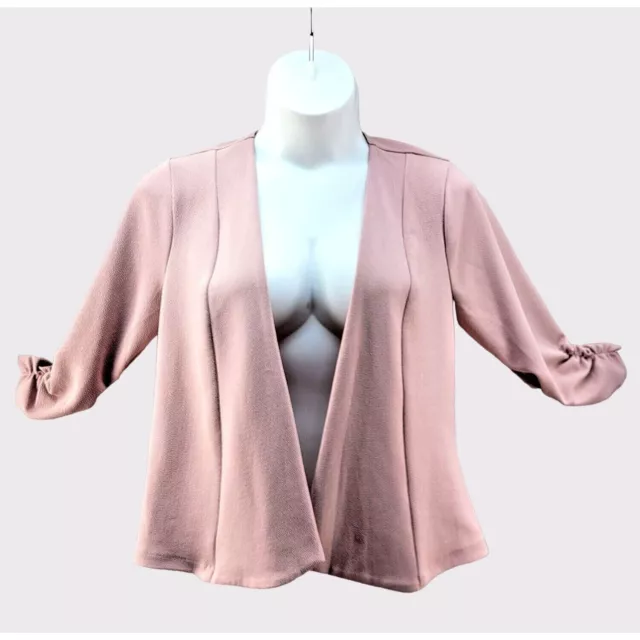 Torrid 1 Jacket Womens 1X Pink Open Front Cardigan Ruched Sleeves