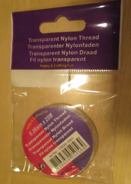 2 x Nylonfaden 0,25 mm je 10 m Nylon Faden Deko Schnur Schmuck transparent