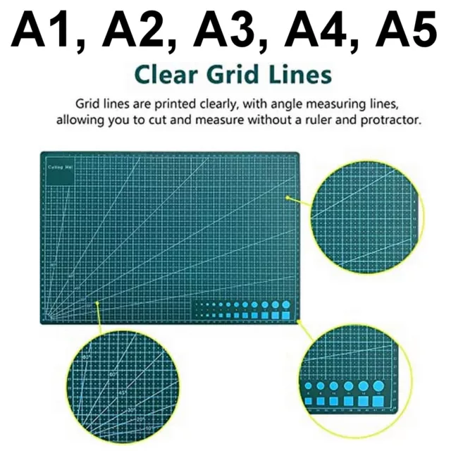 A1 A2 A3 A4 A5 Cutting Mat Self Healing Printed Grid Lines Angles Non Slip Board