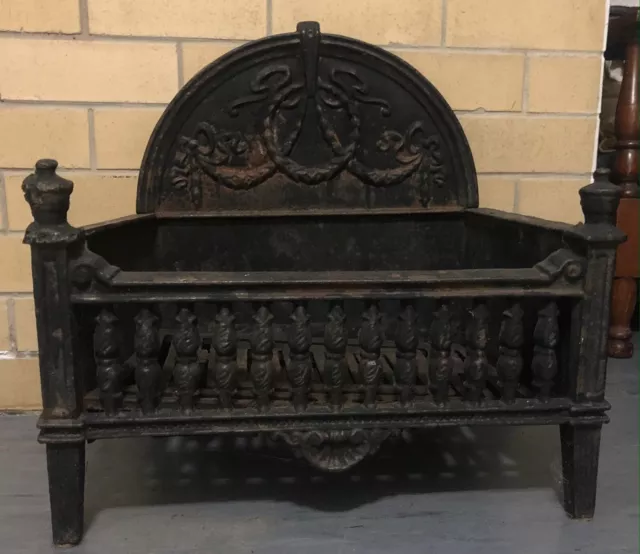 Antique Cast Iron Fireplace Grill Circa Early 1900's. Black with Rust Unique