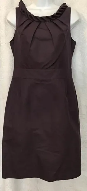 Armani Collezioni Dress Eggplant Sleeveless Pleat Front Ruffle Collar Nwt Size 6