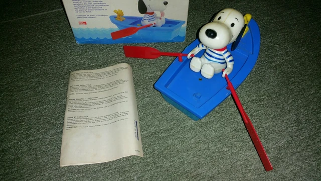 RARE VINTAGE ROWING SNOOPY Mattel Boat 1980 n 107 Popy Toy Complete in ...