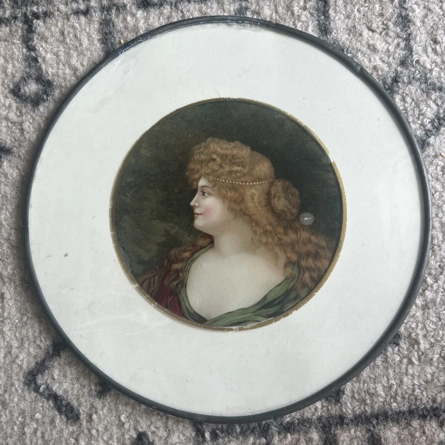 Vintage Antique Victorian Style Round Flue Cover Woman’s Portrait