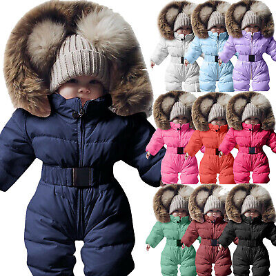 Toddler Baby Boys Girls Winter Snowsuit Rompers Hooded Jacket Jumpsuit Outfits