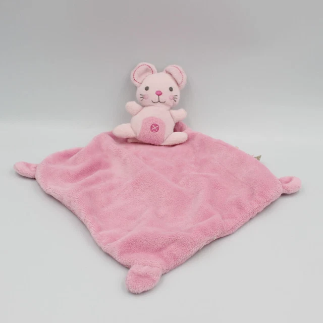 Doudou plat souris rose mouchoir NICOTOY - 17618 2