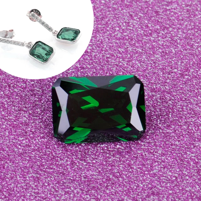 10x14mm Unheated Green Sapphire Emerald Diamond Loose Gemstone Necklace Ring Pop