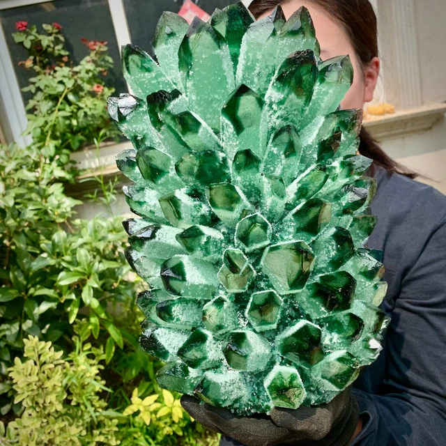 31.24LB   New Find Green Phantom Quartz Crystal Cluster Mineral Specimen Healing 11