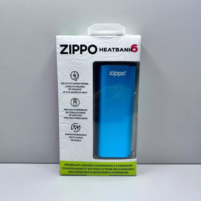 ZIPPO HeatBank 6 Rechargeable Power Bank Charger & Hand Warmer - Blue - Z4A20