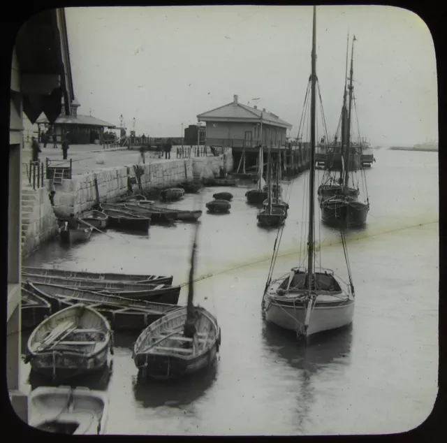 CRACKED Glass Magic Lantern Slide THE NOTHE WEYMOUTH C1910 PHOTO DORSET