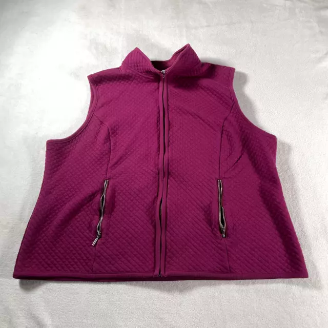 Karen Scott Sport Vest Womens 1X XL Pink Fleece Outdoors Sleeveless Quilted Top