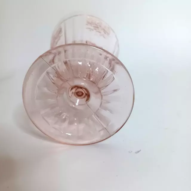 Mayfair Open Rose Pink Depression Glass Footed Tea Glass 1930's Anchor Hocking 3