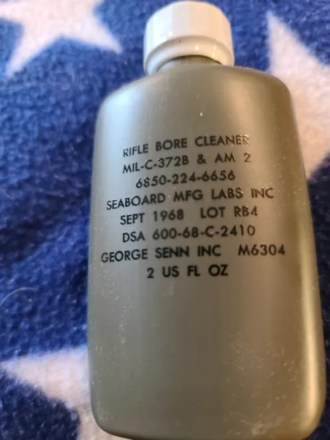 Original Vietnam War USGI Rifle Bore Cleaner 2 oz Bottle 1968 (Sealed)