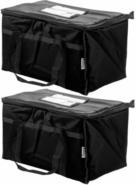 TWO Insulated BLACK Catering Delivery Food Full Pan Carrier Hot Cold Cooler Bag