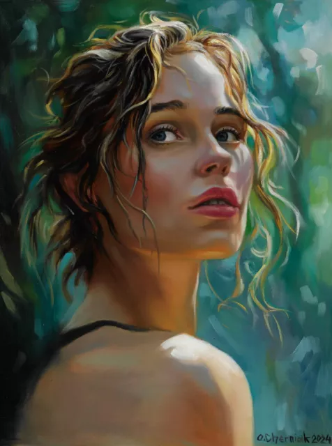 original painting 30 x 40 cm 84ChOl art oil paints modern female portrait
