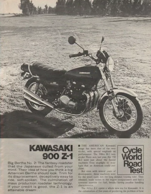 1974 Kawasaki 900 Z-1 - Vintage 4-Page Motorcycle Road Test Article