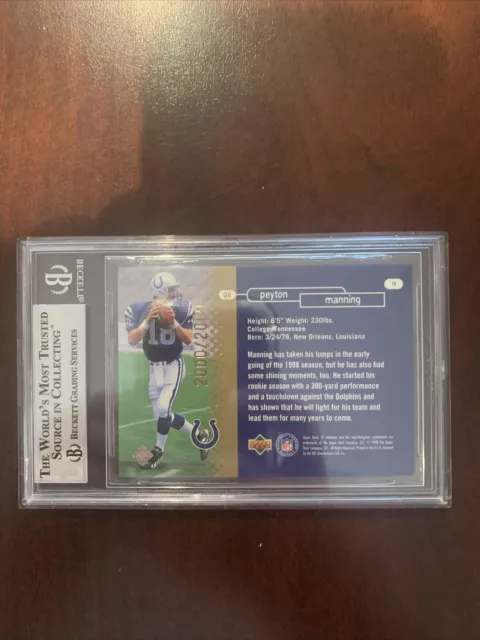 2000/2000 1998 Sp Authentic Peyton Manning Future Watch 🤯, Bgs 9 Extremely Rare 2000/2000 1998 Sp Authentic Peyton Manning Future Watch 🤯, Bgs 9 Extremely Rare