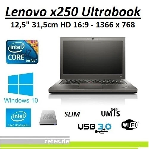 Lenovo Thinkpad x250 12,5" Core i7 2,5Ghz, 8GB, 240GB SSD, HD, USB3, WAN, Win10