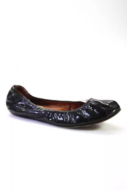 Lanvin Womens Patent Leather Slide On Ballet Flats Black Size 6