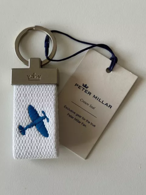 Peter Millar Golf Avaition Spitfire Flugzeug Schlüsselanhänger Anhänger Ring - weiß & blau