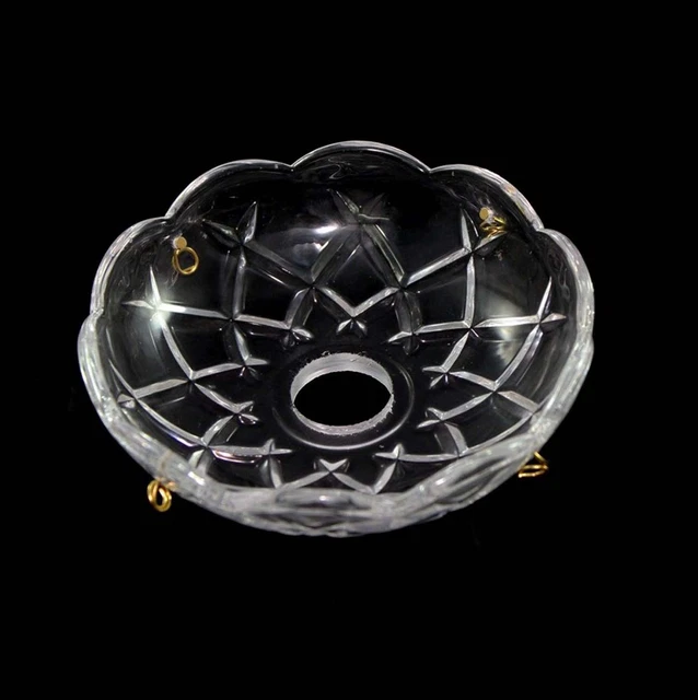 Bobeche Tazza In Cristallo Trasparente Ø14.7cm - Ricambio Per Lampadari - Design Lisa Con Fori Per Pendagli - Foto 9