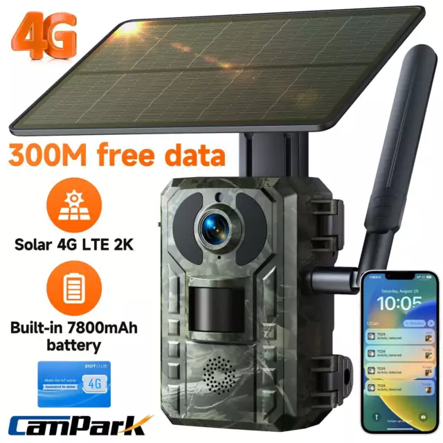 Campark Solar Mobilfunk 4G LTE Wildkamera 15MP 2.5K Kamera  SIM Karte Jagdkamera