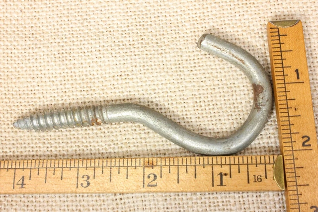 Old hanging Plant Hook hanger wash line swing 4 1/8 x 5/16" rustic vintage 3
