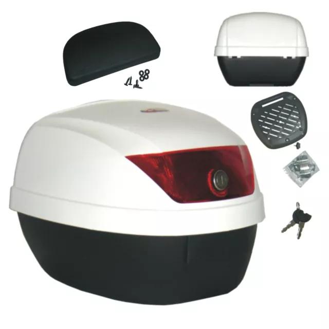 Bauletto Moto 28 Litri Scooter con schinale Universale Completo Piastra Bianco