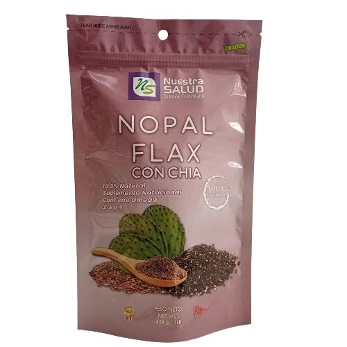 Nuestra Salud Nopal Flax Seed Meal Plus Chia Seeds - Milled Flax Seed for the...