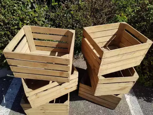 Vintage Wooden Apple / Fruit Crate, Rustic Old Bushel Box Shabby Chic Storage