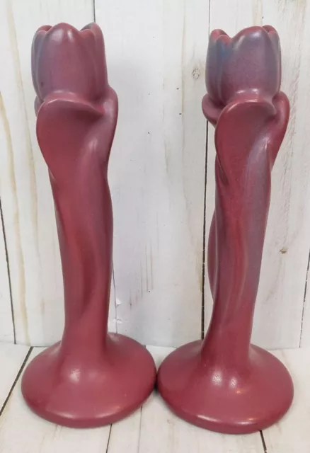 Van Briggle Pottery Mulberry Tulip 2 Candle Holder Bud Vase Marked 8" FREE SHIP