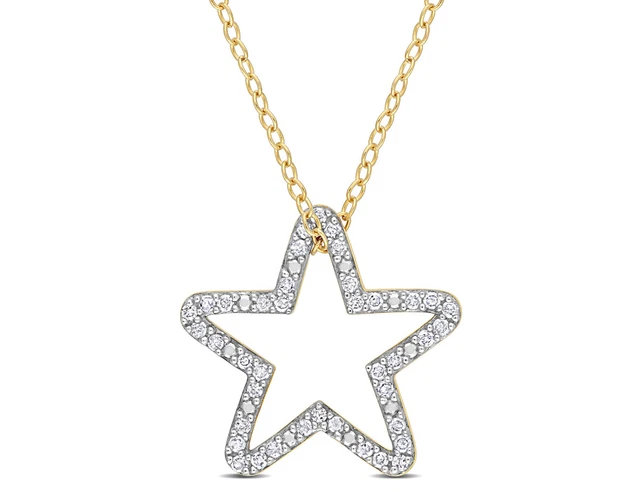 1/5 Carat (ctw) Diamond Star Charm Pendant Yellow Plated Silver