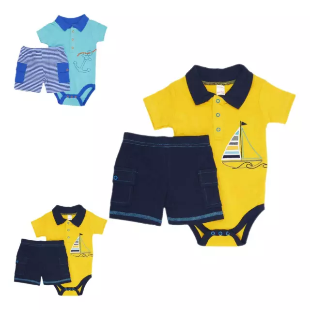 Bébé Garçons Marin Bébé Grandit Body Ensemble Été Polo Nouveau Né 0-9 Mois