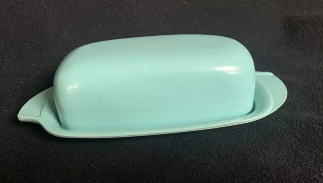 Vintage Mid Century Boonton Aqua Blue Melamine Butter Dish