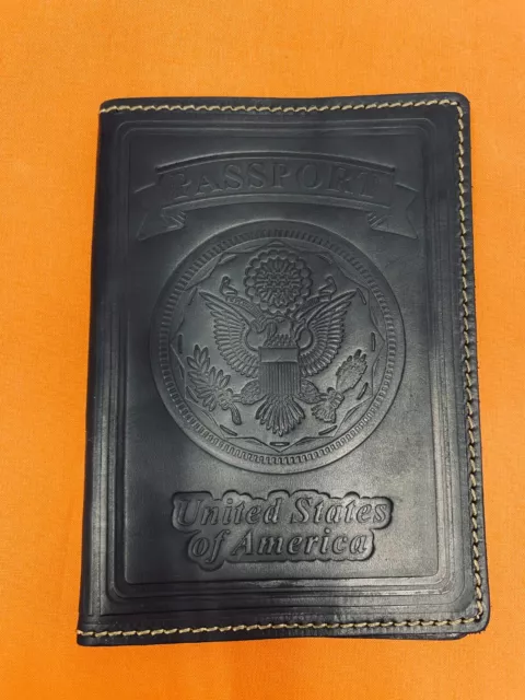 Villini Black Leather Passport Cover