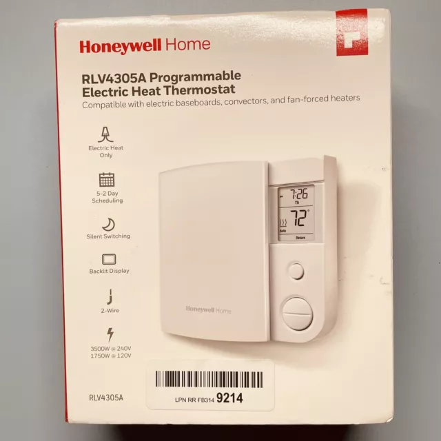 Honeywell RLV4305A1000/E1 Corded 5-2 Day Programmable Thermostat for...