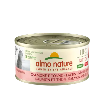 Almo Nature HFC Made in Italy Kitten Cibo Umido per Gattini Salmone e Tonno 12Pz
