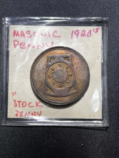 1920’s VINTAGE MASONIC  RAM ONE PENNY  TOKEN COIN 3