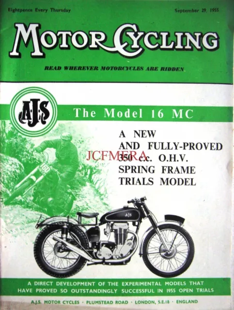 Sep 29 1955 A.J.S '350cc Trials Model' Motor Cycle ADVERT - Magazine Cover Print