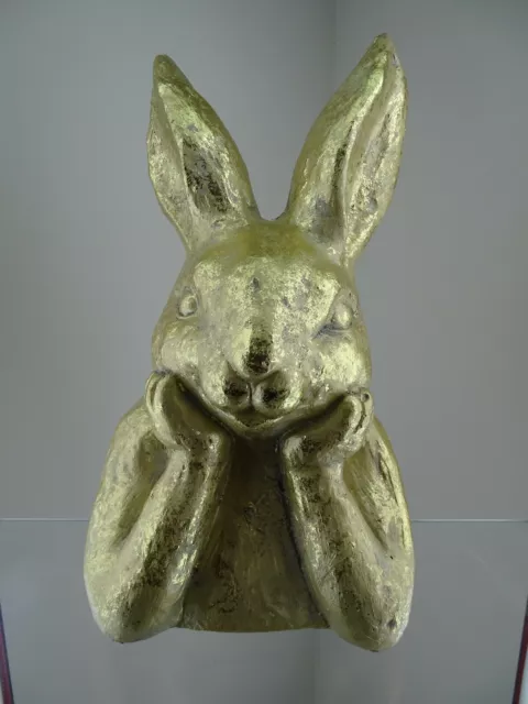 Hase Figur Süsses Hasendame Mädchen Osterhase Figur Gold groß Neuware